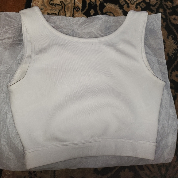 Reebok Women's White Tank Top with Black Logo - Picture 2 of 4